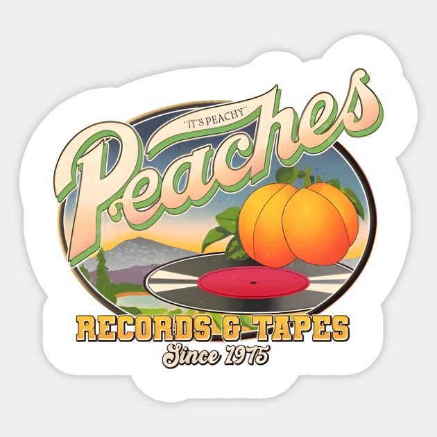 Vintage Peaches Records And Tapes Since 1975 Sticker by FelineStay